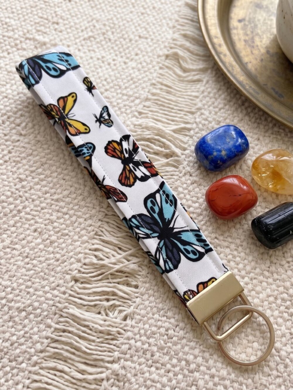 New Butterfly Fabric Keychain Wristlet – Cute & Handy Key Holder